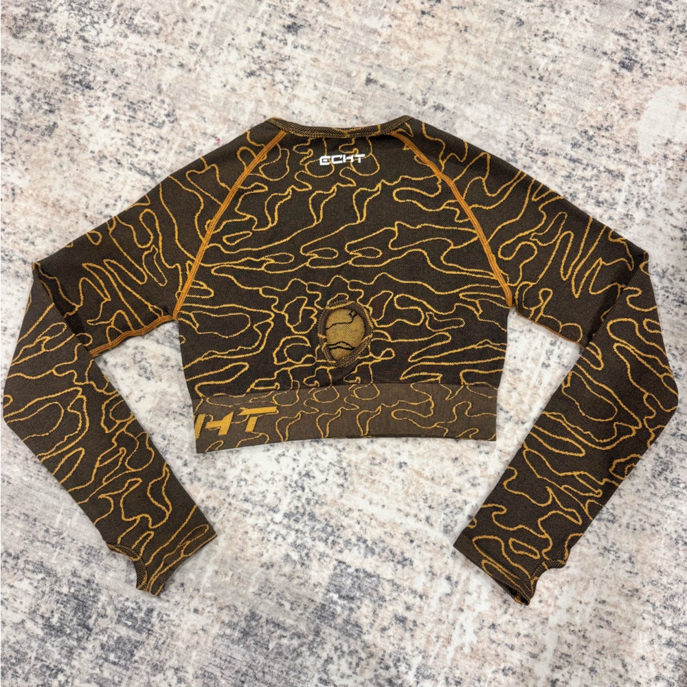 ECHT Camo Patterned Top in Brown and Gold